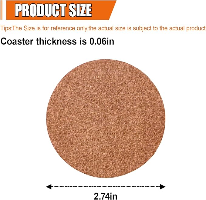 Car Cup Holder Coaster, Leather Anti-Slip Auto Cup Holder Insert Coaster, Shockproof Waterproof Drink Mat, Universal Vehicle Interior Decoration Accessories for Cars, Trucks, SUVs (Brown)
