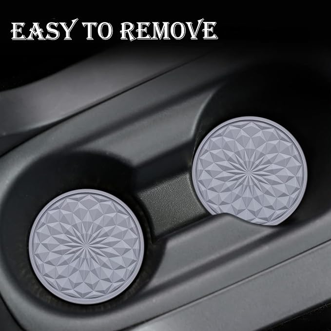 4 Pack Silicone Car Cup Holder Coaster – 2.75 Inch Non-Slip Drink Mat, Universal Fit for Most Vehicles – Cute & Functional Auto Accessories (Gray)
