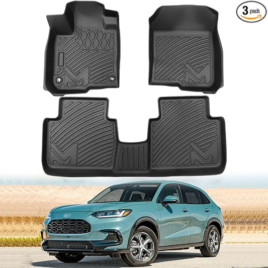 TPE Automotive Floor Mats Custom for 2023-2026 Honda HR-V HRV, All Weather Cover Protection Waterproof Black Floor Liner Front & Rear Row Full Set Car Mats, 3PCS
