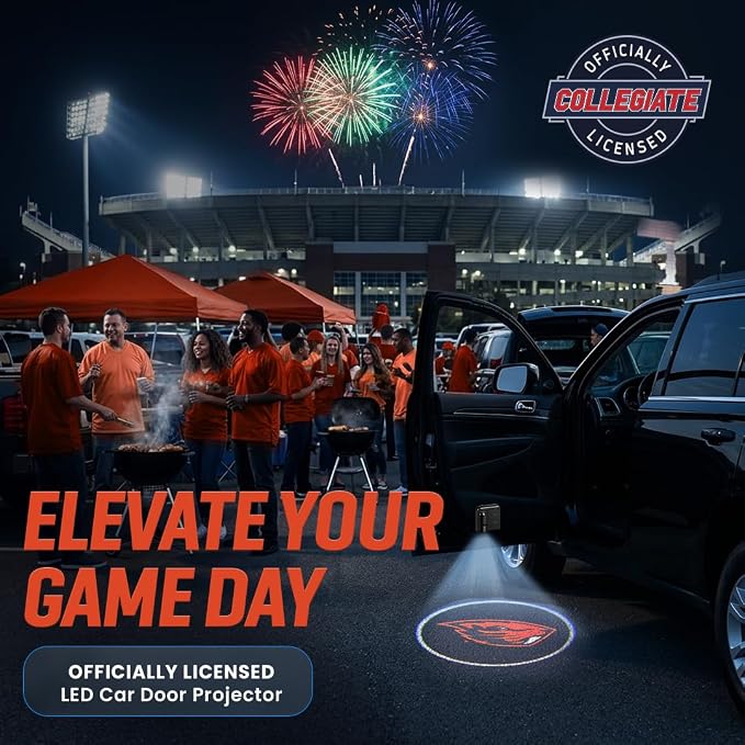 Sporticulture American Football Oregon State Beavers Car Door Lights Logo Shadow Display - Officially Licensed NCAA Car Accessories - Show Your Team Pride - Battery Powered, Universal Fit