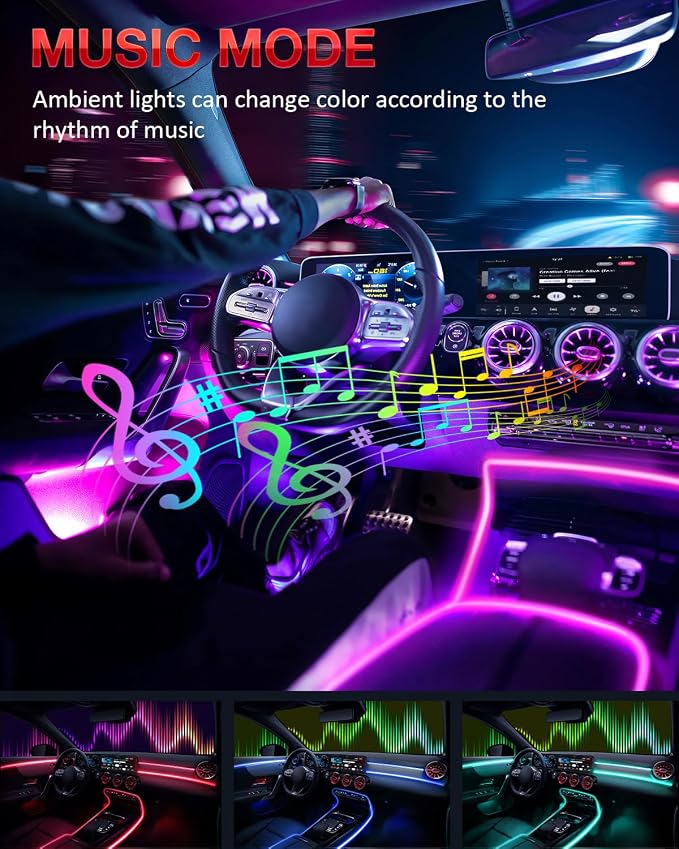 Interior Car LED Strip Lights 12V RGB LED Ambient Lighting, USB Fiber Optic Lights 5M 16 FT Interior Car Lights with for Decorative Accessories