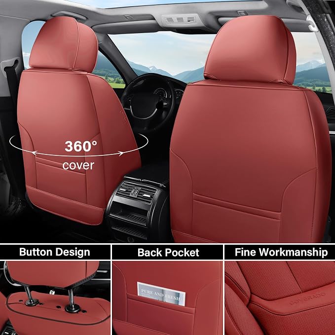 Coverado Car Seat Covers, Seat Covers for Cars, Waterproof Leather Auto Seat Protectors, Leather Car Seat Cushion, Car Interiors Accessories Universal Fit for Most Cars
