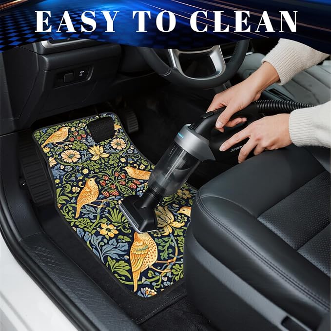Spring Floral Car Floor Mats Wildflower Flower Blossom Butterfly Carpet Front Rear Carpets Mat Decorative Car Floor Carpets Non-Slip Auto Car Accessories Universal Fit Car Accessories for Truck