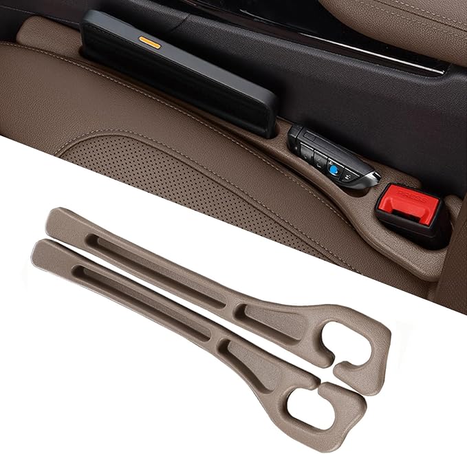 Car Seat Gap Filler Organizer of 2, 2 in 1 Car Gap Filler(Brown) | Universal Gap Filler with Storage Pockets, No Drop Seat Guard for Phones Keys Cards,Car Accessories for Most Cars Trucks SUVs