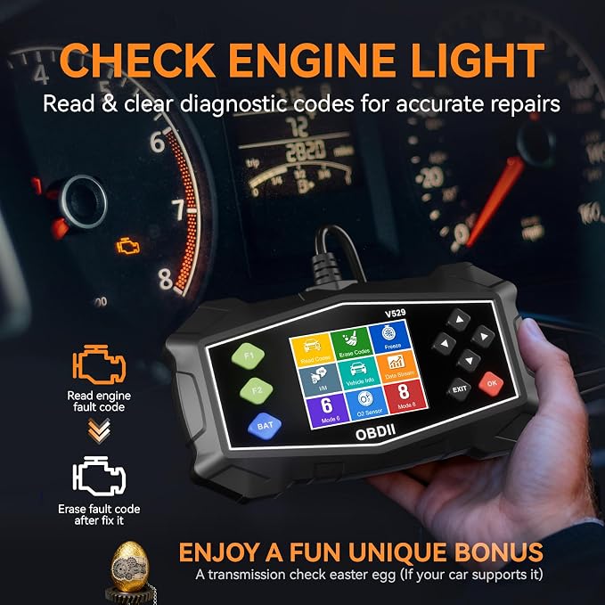 Enhanced OBD2 Scanner Diagnostic Tool - Check Engine Code Reader with Battery Tester, EVAP, Live Data, Mode 6/8, Professional Car Scan Tool with Freeze Frame, DTC Lookup for All OBDII Vehicles 1996+