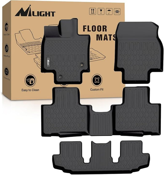 Nilight TPE Floor Mats for Toyota Highlander w/Center Console 2020 2021 2022 2023 2024 2025 2026 (NOT fit Hybrid) All Weather Custom Fit Heavy Duty Floor Liners