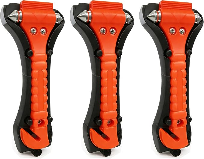 BFXM Car Window Breaker Hammer and Seat Belt Cutter 2-in-1, Emergency Escape Tool, Safety Glass Breaker, Automotive Safety Essentials and Accessories, 3 Packs