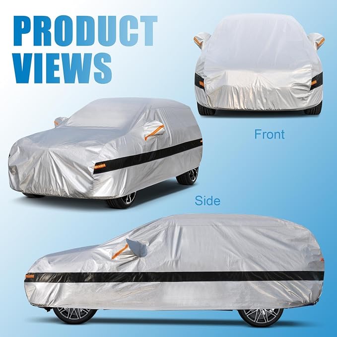 10 Layers SUV Car Cover Waterproof All Weather for Automobiles,100% Waterproof Outdoor Car Covers Rain Snow UV Protection. Custom Fit for Hyundai Kona,Kia Soul,Audi Q2,Chrysler PT Cruiser,etc
