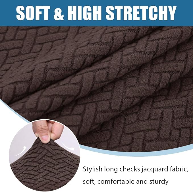 Smiry Waterproof Couch Cushion Covers, Stretch Jacquard Thick Sofa Cushion Covers, Washable Seat Slipcover Elastic Furniture Protector for Pets, Kid (Back Cover M, Chocolate)