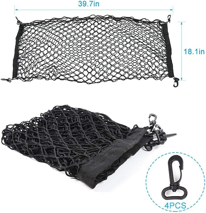 Voodonala 40 x 18 Universal Cargo Net Organizer, Elastic Mesh Trunk Storage Envelope for Pickup Truck Bed, SUV Rear Cargo Area Divider Compatible with Bronco Sport, Jeep, Dodge, Toyota