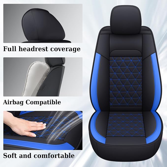 Coverado Front Seat Covers, Waterproof Front Car Seat Covers for Truck Compatible with 2002-2026 Dodge Ram 1500 2500 3500 Crew Double Mega Quad Cab(Blue)