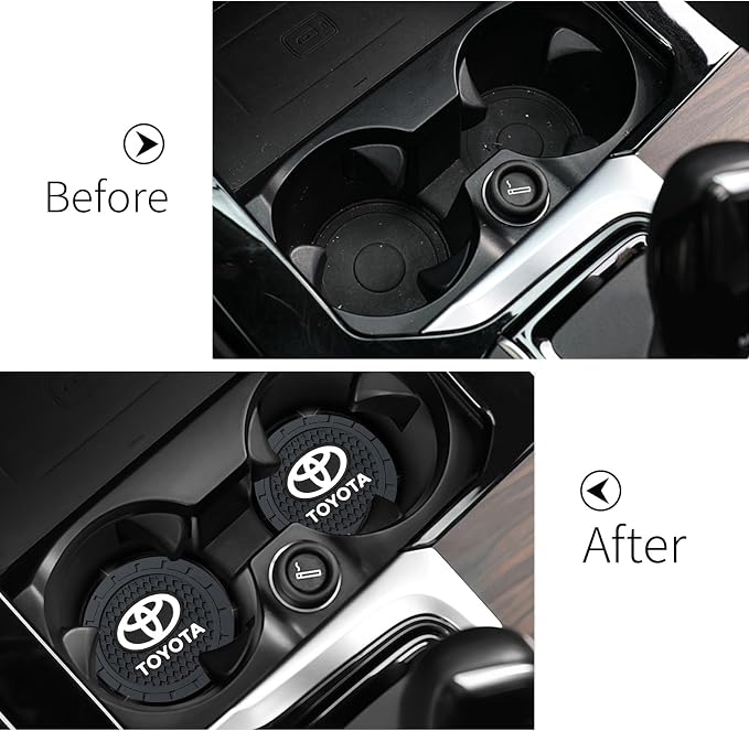 Car Cup Holder Coaster for Toyota Sport Recessed Silicone Cupholder Coaster Interior Accessories 2.75in 2Pack Black