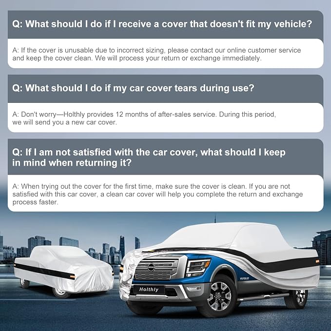 10 Layers Truck Cover Waterproof All Weather Custom Fit Nissan Titan(2015-2026) Crew Cab Short Bed, Outdoor Full Exterior Pickup Car Cover for Automobiles Sun Rain Snow Ice Protection. Sliver