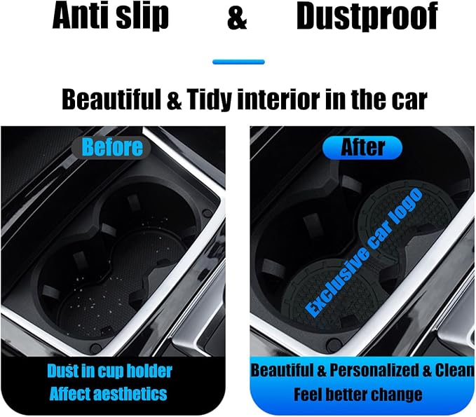 Car Cup Holder Coasters Compatible with Nissan Series Interior Accessories,Recessed Silicone Anti Slip Cup Holder Coaster Interior Accessories 2.75in 2Pack (Black)