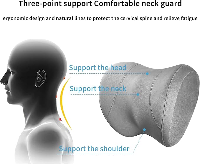 Car Neck Pillow Adjustable Up and Down Style 2 Pack,Car Headrest Pillow for Neck Support Relieves Driving Fatigue, Soft Memory Form and Ergonomic Design Fits Most Heights and Car Seats (Gary)