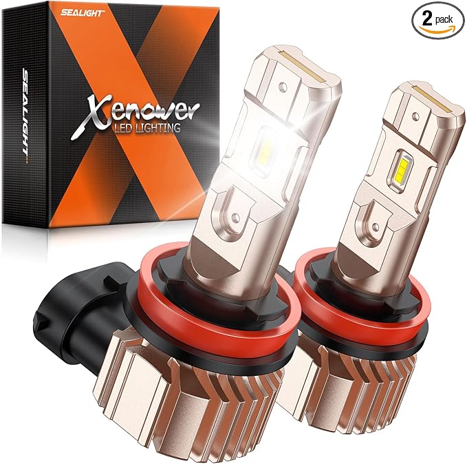 SEALIGHT H11 LED Fog Light Bulbs or DRL, 14000LM 600% Brightness 50000 Hours Lifespan H11 H16 H8 H9 Fog Lights LED Bulb, 6500K Cool White Strong Penetration, Play and Plug, Pack of 2
