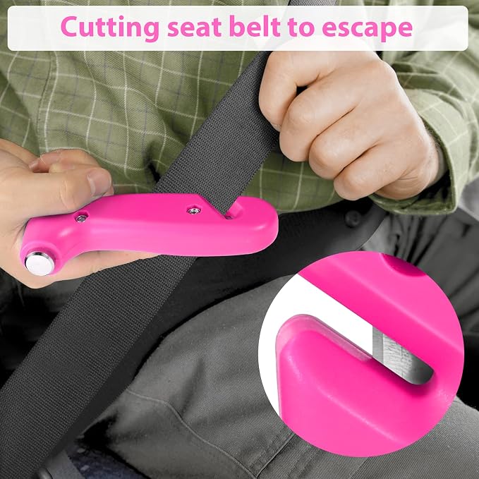 Window Breaker, 2 Pack Automotive Escape Tool with Car Window Breaker and Seatbelt Cutter, Glass Breaker Car Essentials Emergency Escape Tool for Women（Pink+Baby Blue）