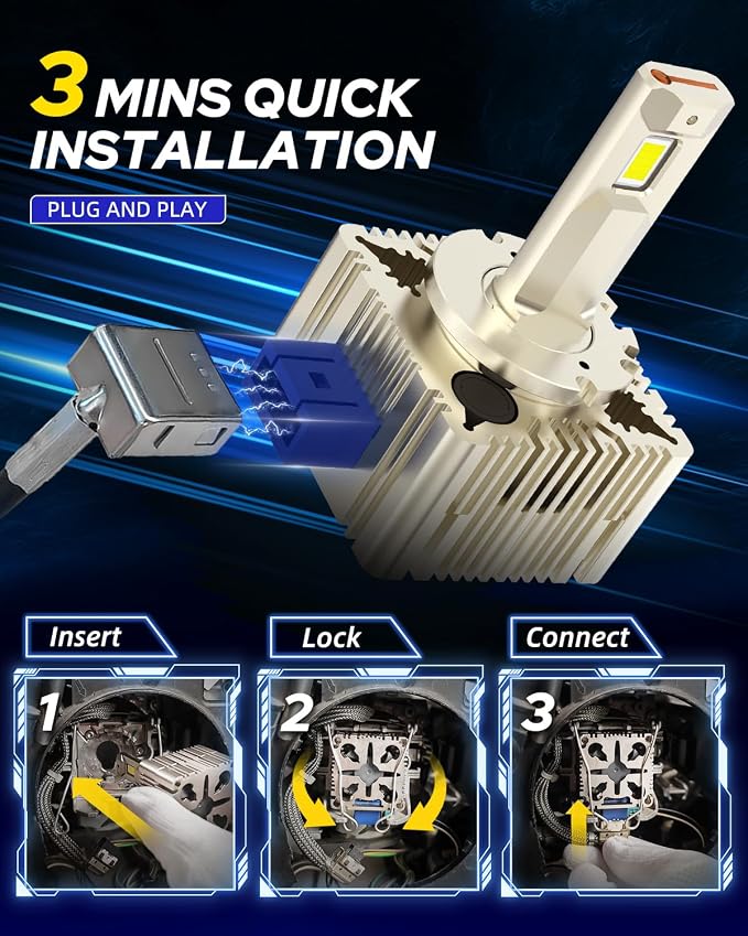AUTOONE 2026 Upgraded D3S D3R Bulb, 70000LM 1400% Brighter, 6000K Diamond White High Low Beam D3S D3R Bulb, 120W 66340 42403 42302 Xenon Original Replacement, Easy installation, UV Resistant
