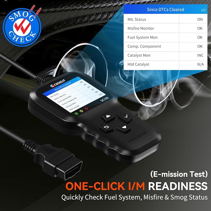 OBD2 Scanner, CGSULIT SC103 Car Code Reader Diagnose Check Engine Light Smog Check DTCs Scan Tool Live Data Stream Voltage Test for Vehicles Since 1996