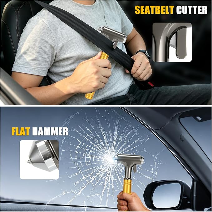 Car Safety Hammer, 3-in-1 Emergency Car Tool with Window Breaker and Seat Belt Cutter | Car Glass Breaker, Safety Tool for Car