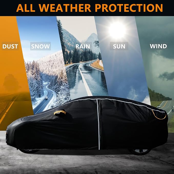Car Cover Waterproof All Weather, 6 Layers Car Covers for Automobiles, Full Exterior Cover with Zipper, Outdoor SUV Car Cover Sun UV Rain Snow Wind Protection, Fit for 207"(207*75*74 inch)SUV