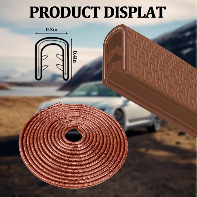 Car Door Edge Guards, 16.4FT U-Shaped Fade-Resistant Vehicle Edge Trim Seal Guard, No-Glue Design Automotive Door Entry Protector Strip, Universal Fit (Coffee)