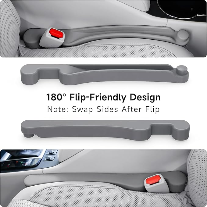 Givifive Car Seat Gap Filler Set of 2, 3IN1 Seat Side Gap Filler Plug with Storage Slot & Hook Function, Soft Foam Universal Fit Car SUV Truck Fill Gap Between Seats Console Organizer（Narrown Gray）