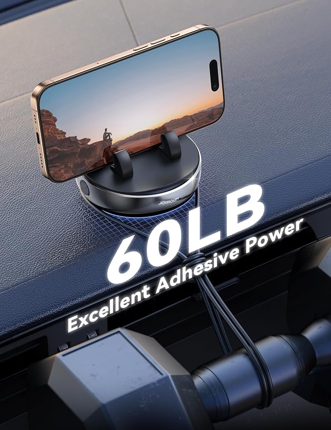 Car Phone Holder Mount, 360 Degree Rotation Dashboard Phone Holder, Silver | 30°Vertical Adiustment, Anti-Slip Grip & Adjustable Spring Clip Phone Holder for Car, Compatible with Smartphones, GPS Device