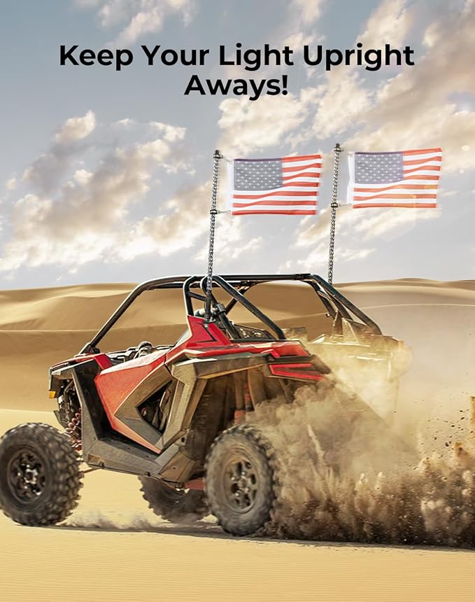 KEMIMOTO Universal 2PCS UTV Whip Mount Flag for 1.75-2 inch Roll Bar Cage | Aluminium,360° Adjustable,No Drlling Required Whip Light Mount Compatible with RZR 900 1000 XP Pro Turbo Maverick
