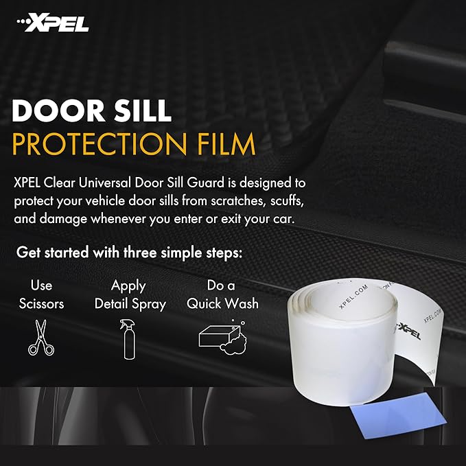 XPEL Clear Universal Door Sill Guard Protection Film, 60" x 2.75", PPF Kit | Door sill guard film helps protect high-traffic entry areas from scuffs, scratches, and everyday wear.