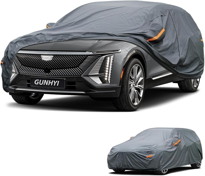 GUNHYI Premium Car Cover Custom Fit Cadillac Lyriq, 16 Layers Heavy Duty Car Cover Waterproof All Weather with Zipper Door for Sun Rain Snow Dust Uv Protection