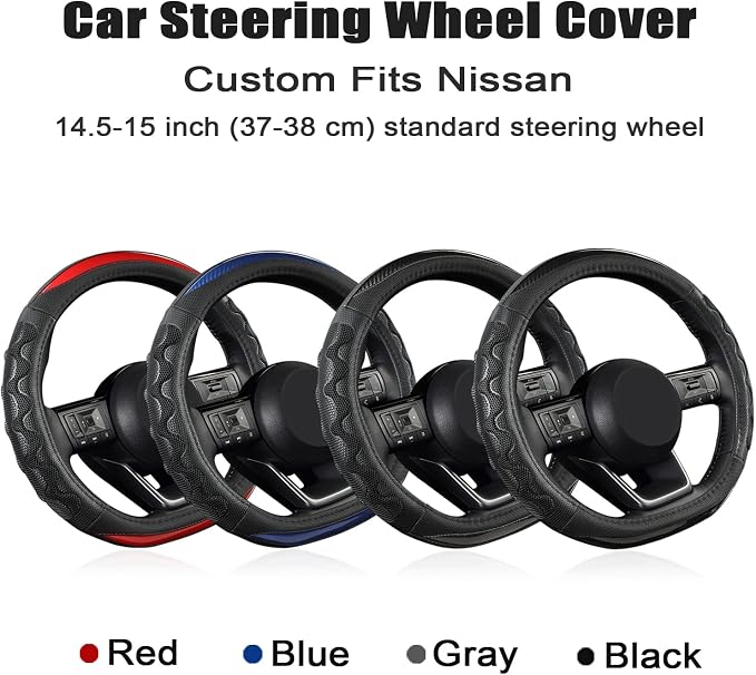 GIANT PANDA Steering Wheel Cover for Nissan Altima Rogue - Car Steering Wheel Cover for Nissan D Shape(Black-D-Shaped)