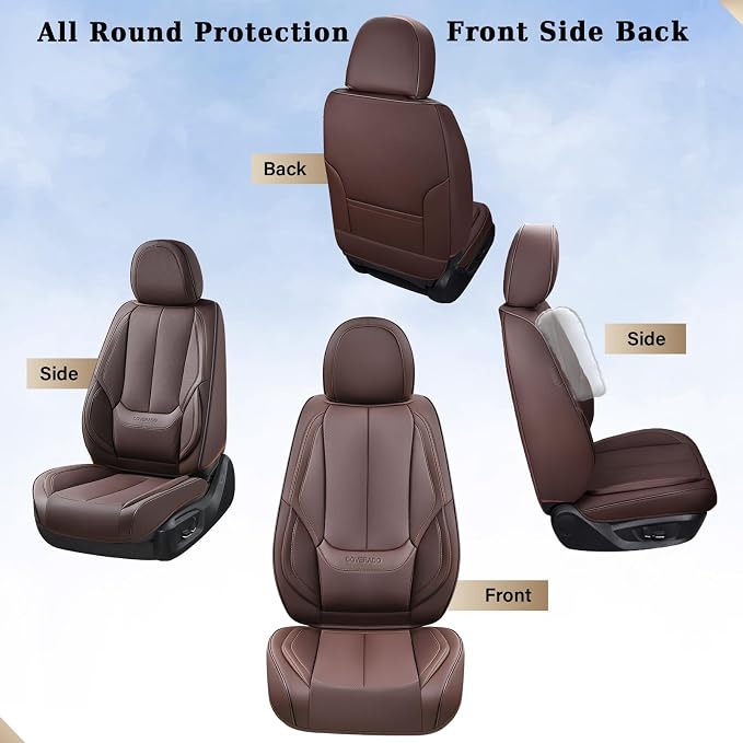 Coverado Car Seat Covers, Seat Covers for Cars, Waterproof Leather Auto Seat Protectors, Leather Car Seat Cushion, Car Interiors Accessories Universal Fit for Most Cars