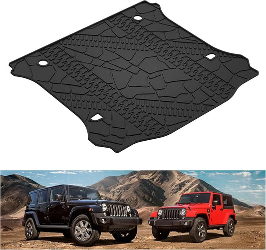 Kiwi Master Cargo Mat for 2007-2018 Jeep Wrangler JK | OEM Replacement 82213184, Custom Fit All Weather Rear Cargo Liner, Heavy Duty TPE Tray Trunk Mat, Black