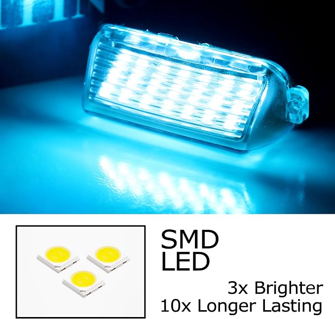 iJDMTOY Ice Blue Full LED License Plate Light Kit Compatible With Toyota Camry Highlander Prius C Avalon Yaris, By 18-SMD Aqua LEDs & Can-bus Error Free