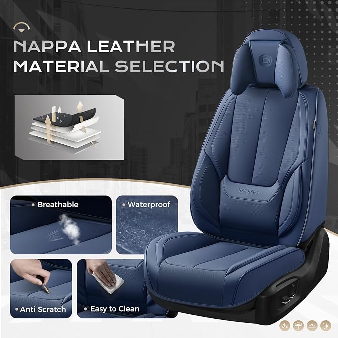 Coverado Car Seat Covers, Seat Covers for Cars, Waterproof Leather Auto Seat Protectors, Leather Car Seat Cushion, Car Interiors Accessories Universal Fit for Most Cars