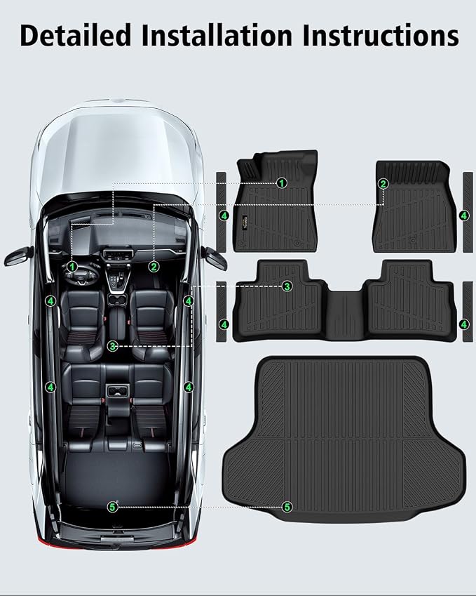 Floor Mats & Cargo Liner Custom Fit for Nissan Sentra 2026, Door Sill Guards, All Weather TPE Rubber Anti-Slip 1st & 2nd Row & Trunk Mat Floor Liners for Sentra 2026 Accessories, Black