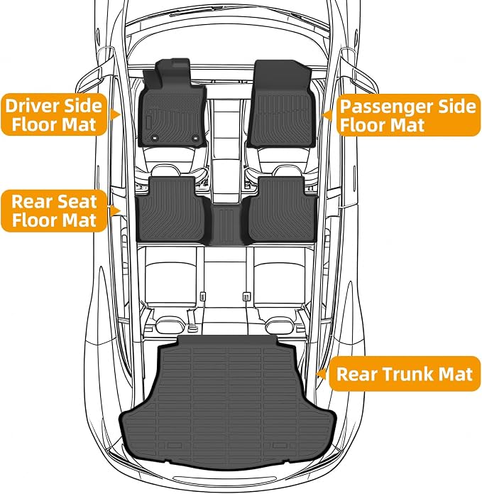 Floor Mats for Toyota Camry 2018 2019 2020 2021 2022 2023 2024(FWD ONLY) | (Non Hybrid & AWD)2022 Camry Floor Mats, 1st & 2nd Row & Cargo Liner, TPE Anti-Slip Waterproof Car Accessories