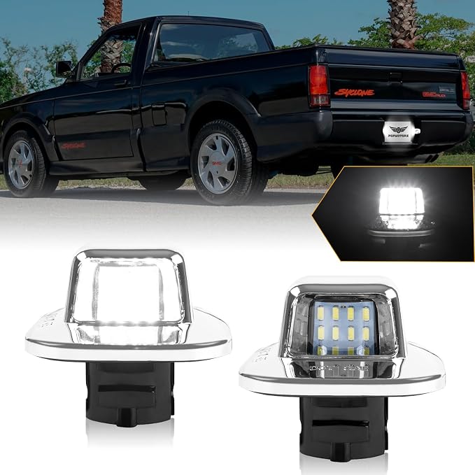 POPMOTORZ LED License Plate Lights Rear Tag Lamps Assembly Compatible with 1988-2000 Chevy GMC C/K Series 1500 2500 3500 Suburban S10 Blazer Tahoe Yukon Sonoma GMC Sierra LED Tag Lights 2PCS