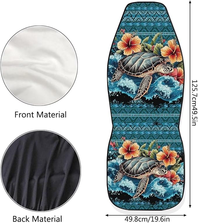 Hawaii Hibiscus Turtle Car Seat Cover Front Seats Only,Aztec Premium Polyester Seat Covers Anti-Slip Saddle Blanket Cushion Cover for Cars Trucks and SUVs