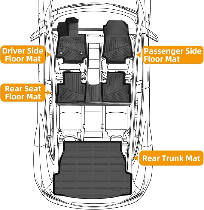Floor Mats for Toyota RAV4 2019-2025, 2021 RAV4 Floor Mats | TPE Non-Slip Waterproof Summer Winter, for Front & Rear Row & Cargo Floor Mats