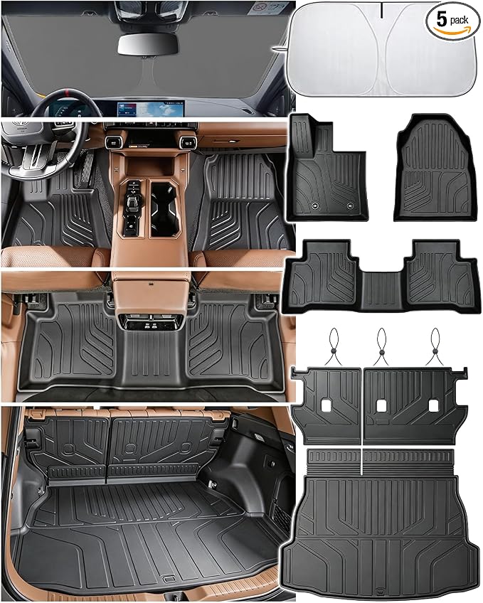 All Weather Floor Mats for 2026 Toyota RAV4 Hybrid Floor Mats Full Set, TPE Car Floor Liners Custom Fit Floor Mats, Trunk Mat, Backrest Mats, Accessories for Toyota RAV4 2026