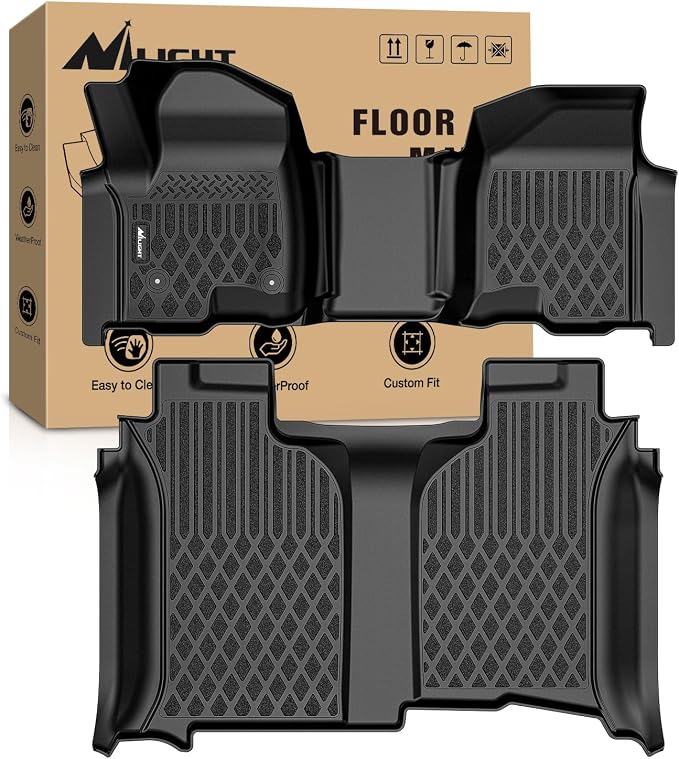 Nilight TPE Floor Mats for Chevy Silverado GMC Sierra 1500 Bench Seat 2019-2026, 2020 2021 2022 2023 2024 2025 2026 Chevrolet Silverado GMC Sierra 2500HD 3500HD Crew Cab W/O Rear Underseat Storage Box