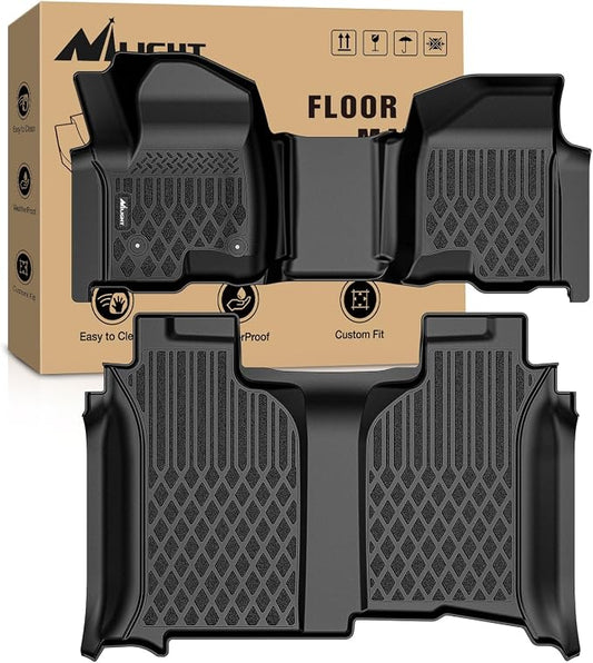Nilight TPE Floor Mats for Chevy Silverado GMC Sierra 1500 Bench Seat 2019-2026, 2020 2021 2022 2023 2024 2025 2026 Chevrolet Silverado GMC Sierra 2500HD 3500HD Crew Cab W/O Rear Underseat Storage Box