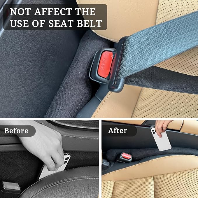 YLXGT Car Seat Gap Filler Universal for Car SUV Truck Accessories Seat Gap Blocker Fit Organizer Fill The Gap Between Seat and Console Stop Things from Dropping Pack of 2 Black