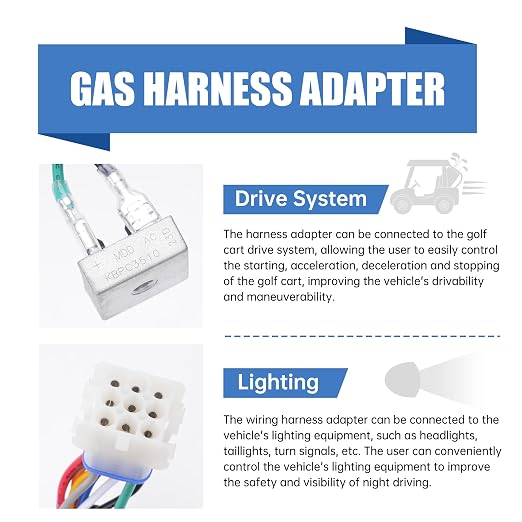 10L0L Golf Cart Harness Adapter-12V Headlight Voltage Reducer Harness for Club Car Precedent (Since 2004) Gas Golf Cart Light Harness, 9 Pin to 12 Pin Converter Harness