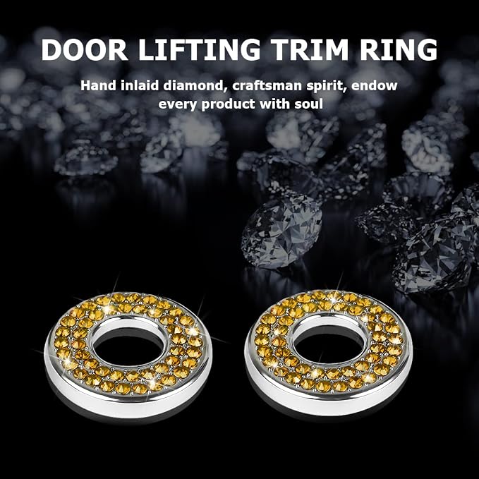 4PCS Bling Inner Car Door Lock Cover Stickers, Rhinestones Pull Rod Bolt Decorations, Crystal Auto Decals for Women Girls, Sparkly Car Door Lock Pin Caps for C Class C200L GLC260 C260L
