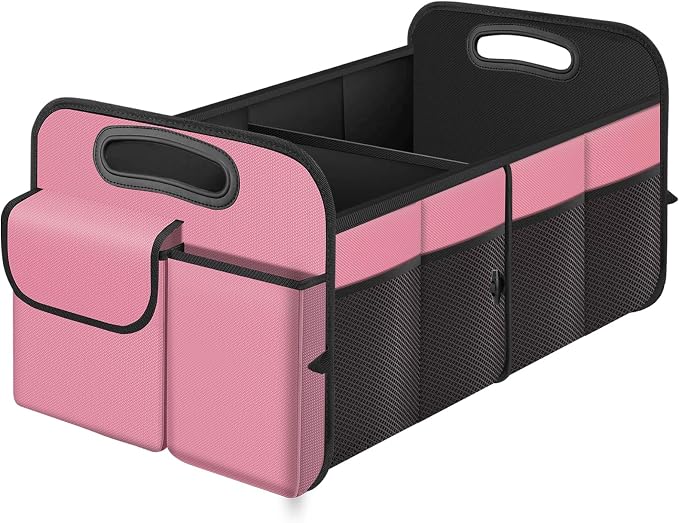 Trunk Organizer, Collapsible Waterproof Multi-Compartment Trunk Organizer for SUVs & Sedans, Car Storage with Reinforced Handles, Car Accessories for Women and Men, 52L