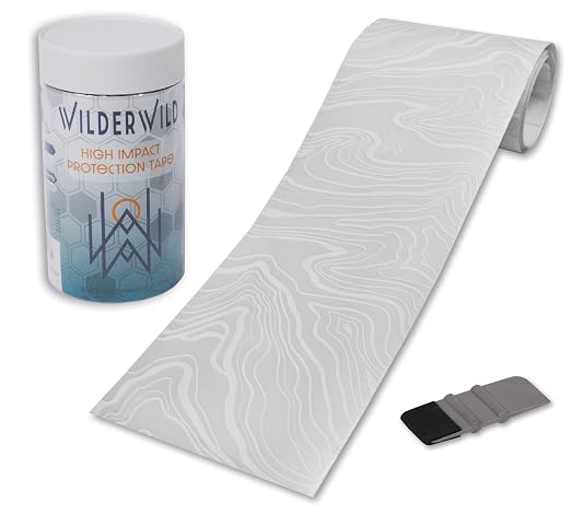 Bike Frame Protection Tape- High Impact Clear Vinyl Wrap Includes Tool (4”x72) Bicycle Frame Protector, Mountain Bike Frame Guard Chainstay Protector (White Topo)