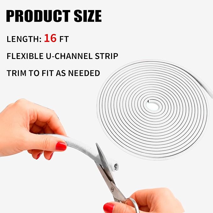16.4 Ft Rubber Car Door Edge Guards, U Shape Edge Trim, White | Flexible profile, cut to fit, parking ding shield, push on setup, fits most sedans SUVs trucks, automotive accessories